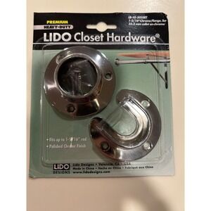 Lido Rail Systems Closet Hardware 1-5/16" Chrome Flange Set NEW & Sealed